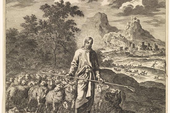 Christ as a good shepherd. Origin: Amsterdam. Date: 1708. Object ID: RP-P-OB-45.448.